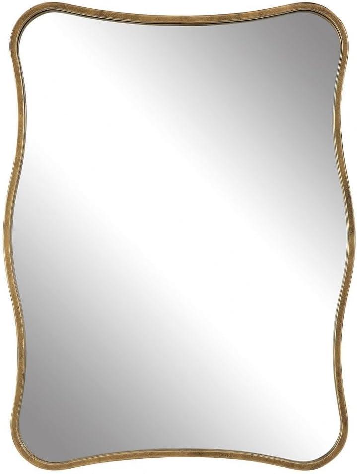 Curvy Gold Rectangular Transitional Vanity Mirror