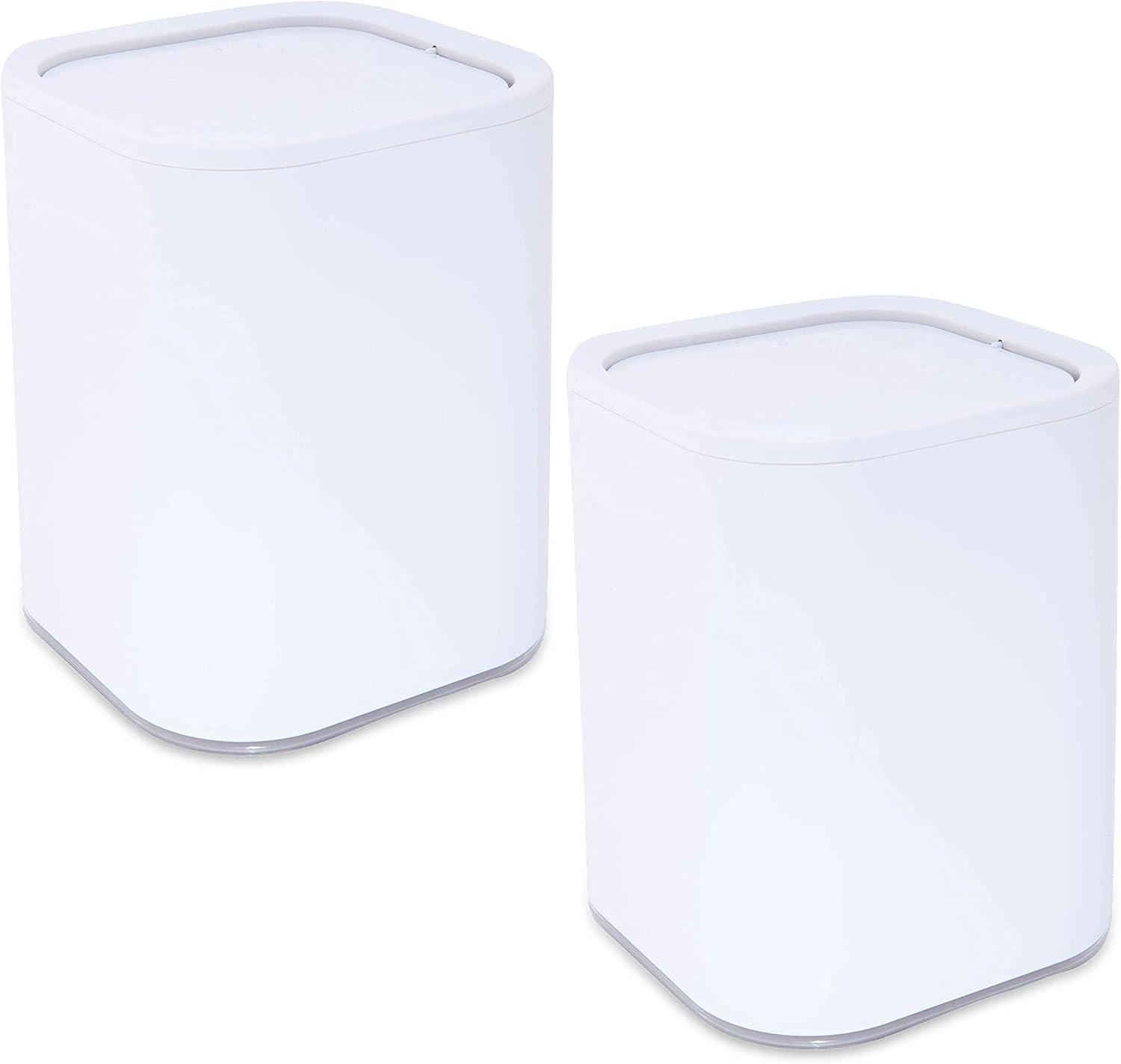 Acrylic Square with Rounded Edges Bathroom Waste Basket White - Bath Bliss
