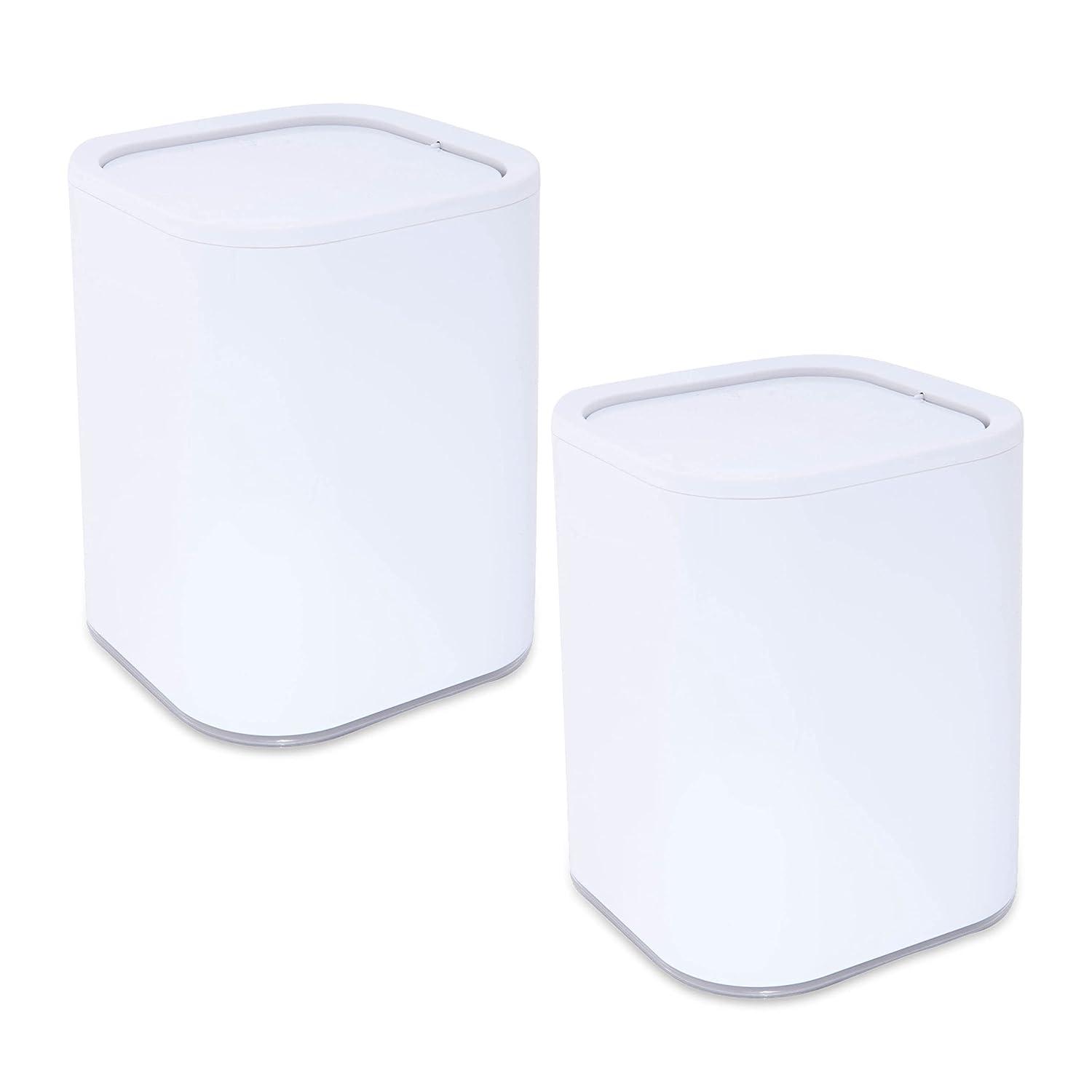 Acrylic Square with Rounded Edges Bathroom Waste Basket White - Bath Bliss