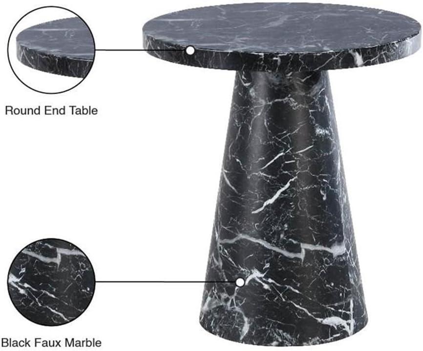 Meridian Furniture Omni Black Faux Marble 20" Round End Table