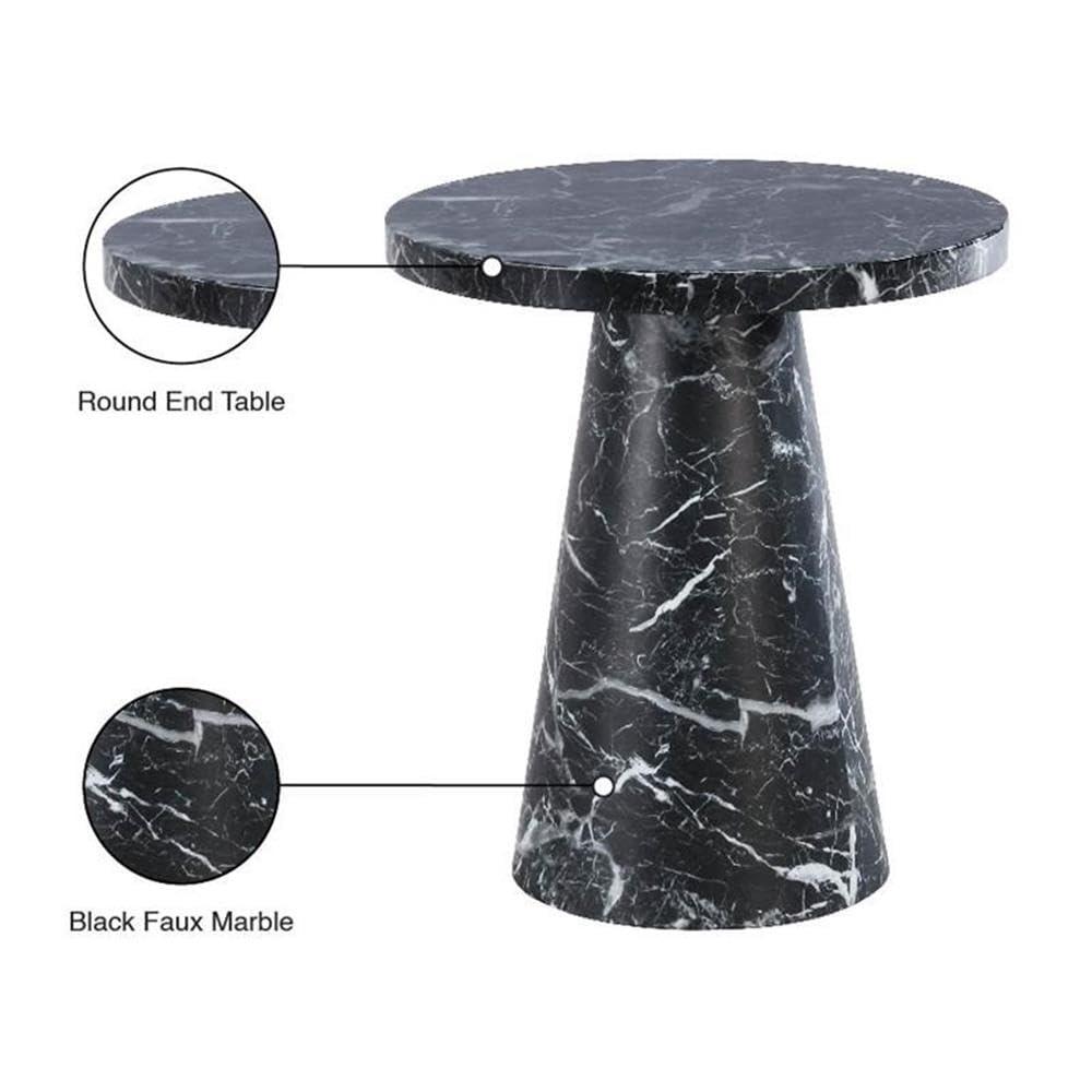 Meridian Furniture Omni Black Faux Marble 20" Round End Table