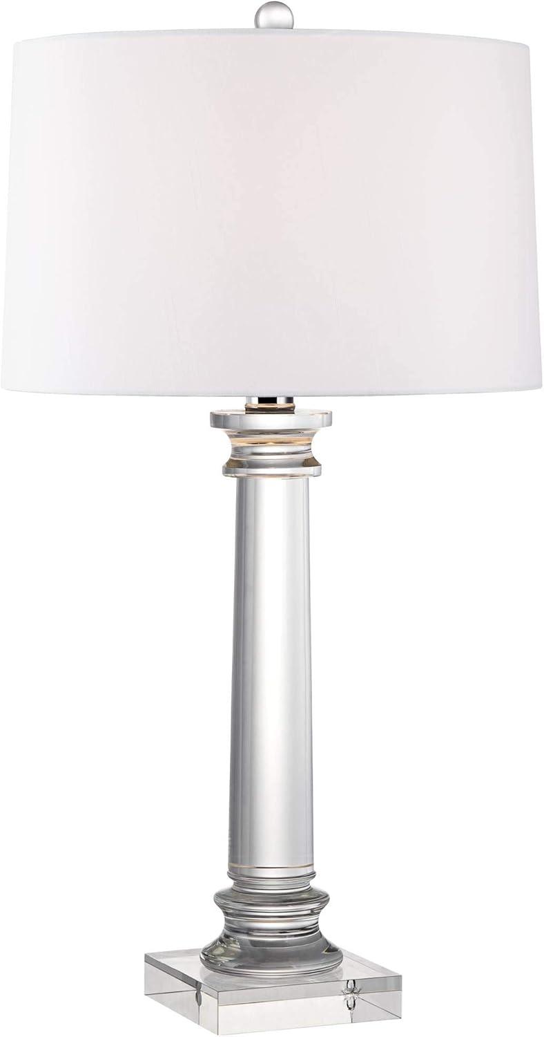 Vienna 28.5" White Crystal Column Table Lamp with Fabric Shade