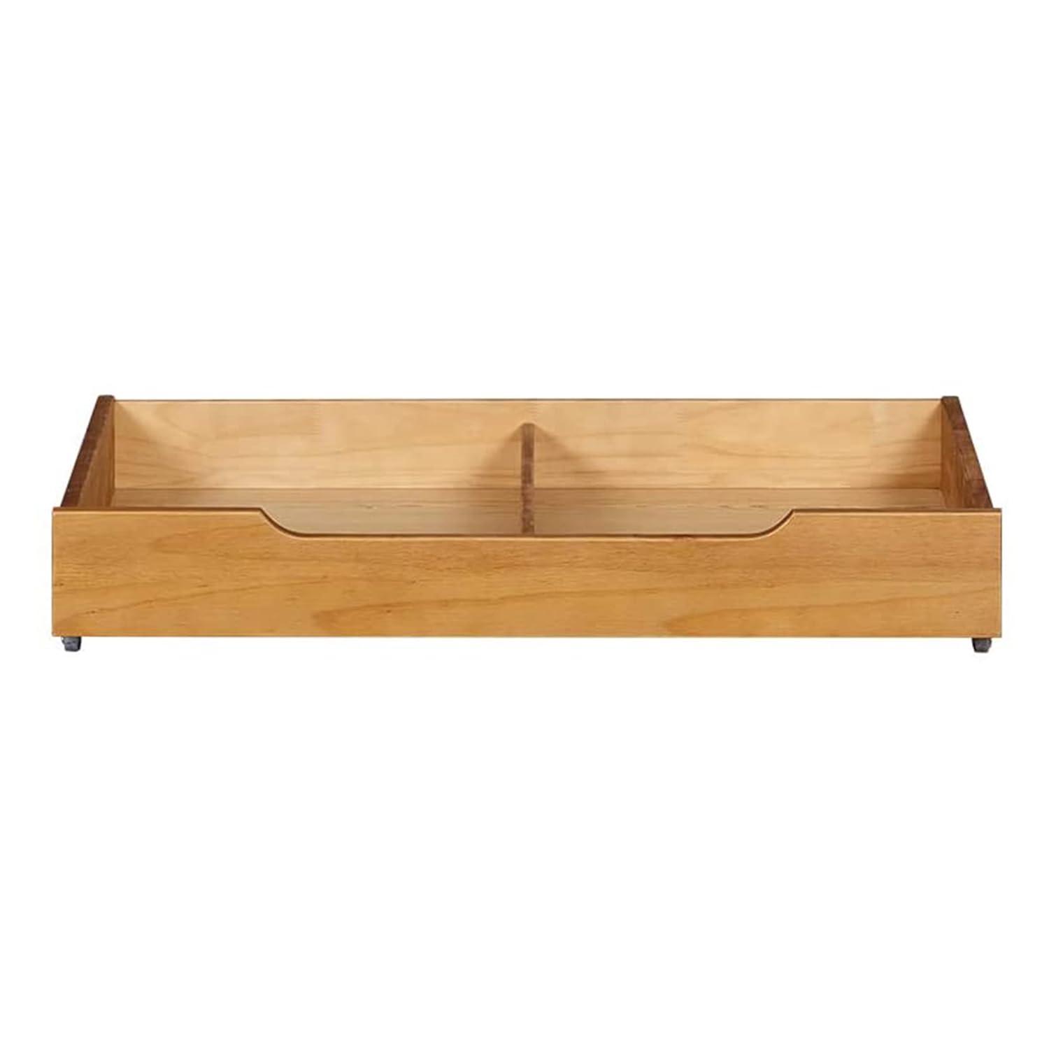 MUSEHOMEINC Solid Wood Under Bed Storage Drawer with 4-Wheels for Bedroom,Suggested for Queen&King Size Platform Bed,Natural