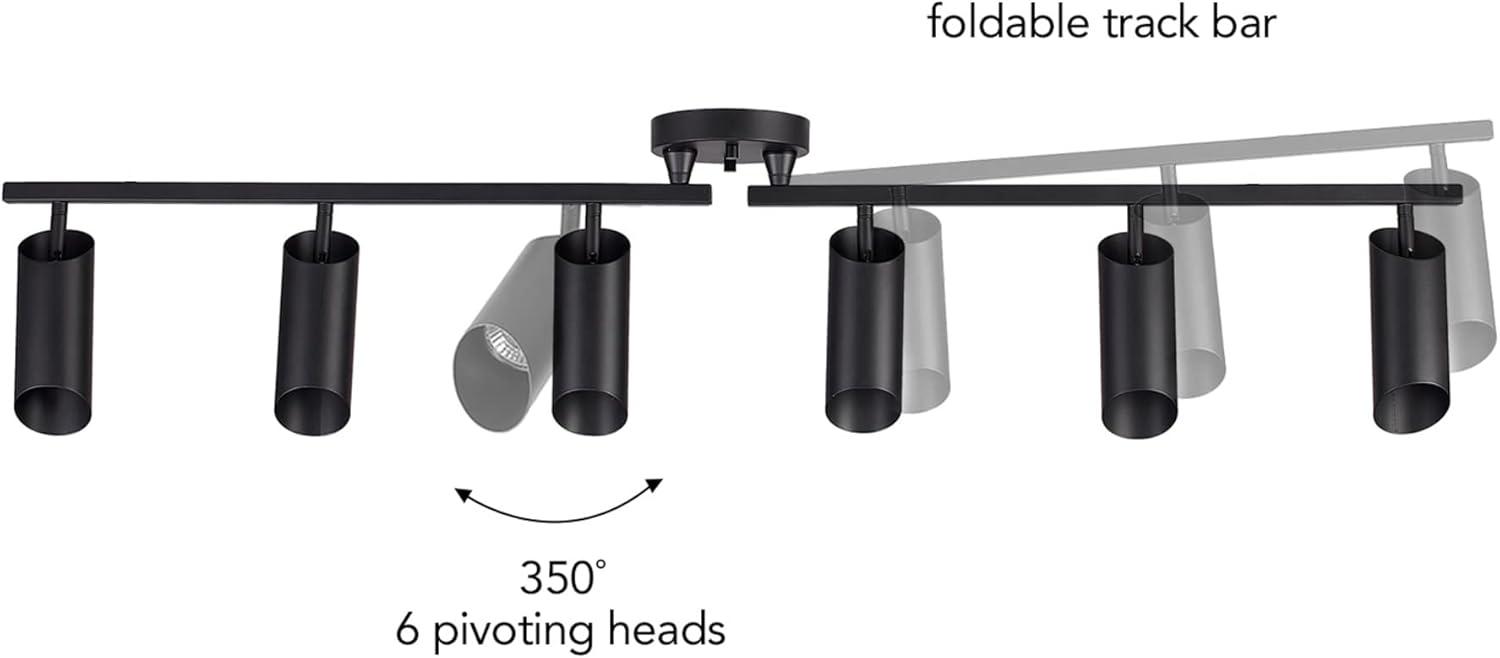Modern 3.8 ft. Matte Black Foldable Hard Wired Indoor Track Lighting Kit with Adjustable Step Heads