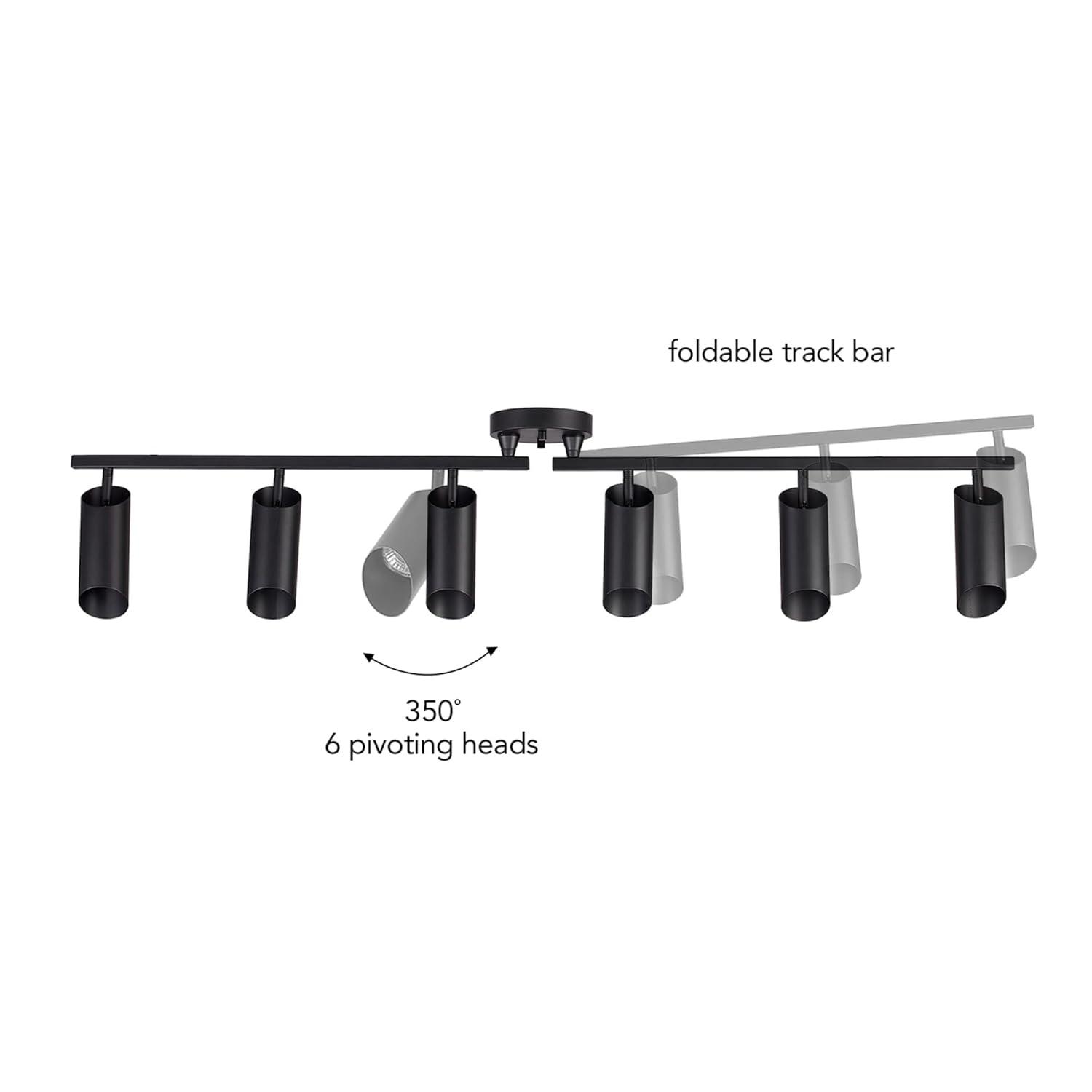 Modern 3.8 ft. Matte Black Foldable Hard Wired Indoor Track Lighting Kit with Adjustable Step Heads