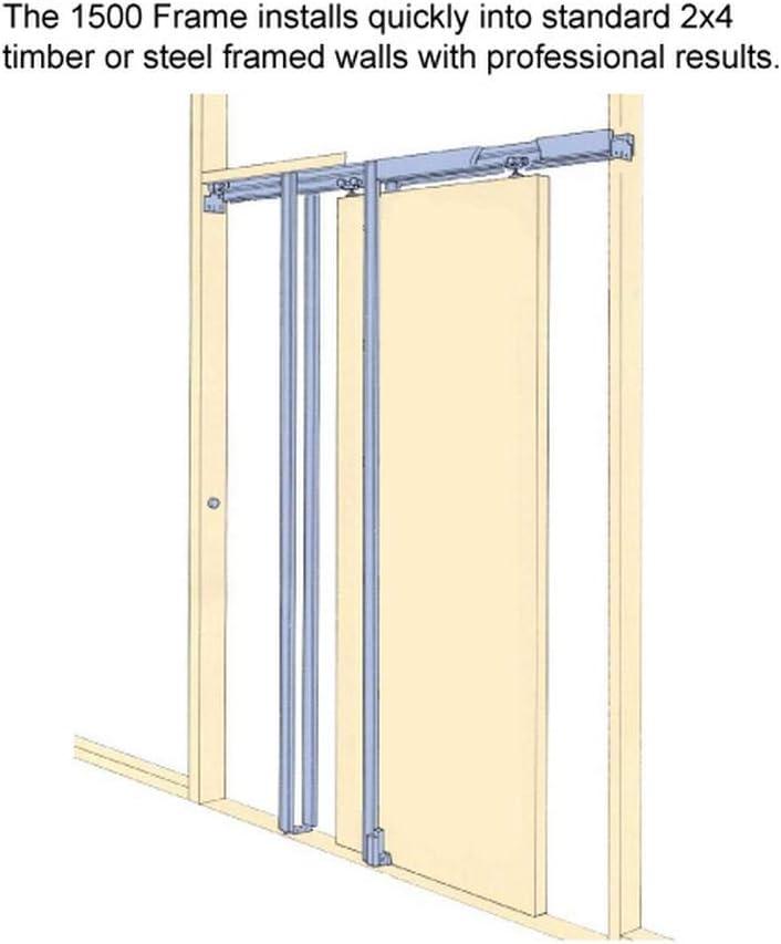 Quadro 4115 White Solid Core Pocket Door with Hardware Kit