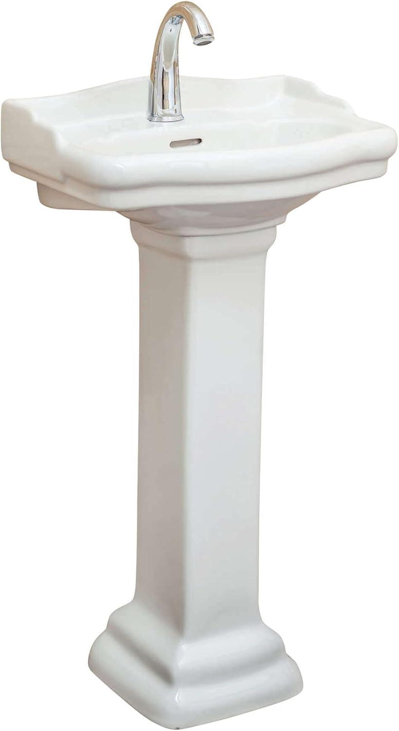 Roosevelt 18-Inch White Ceramic Pedestal Bathroom Sink