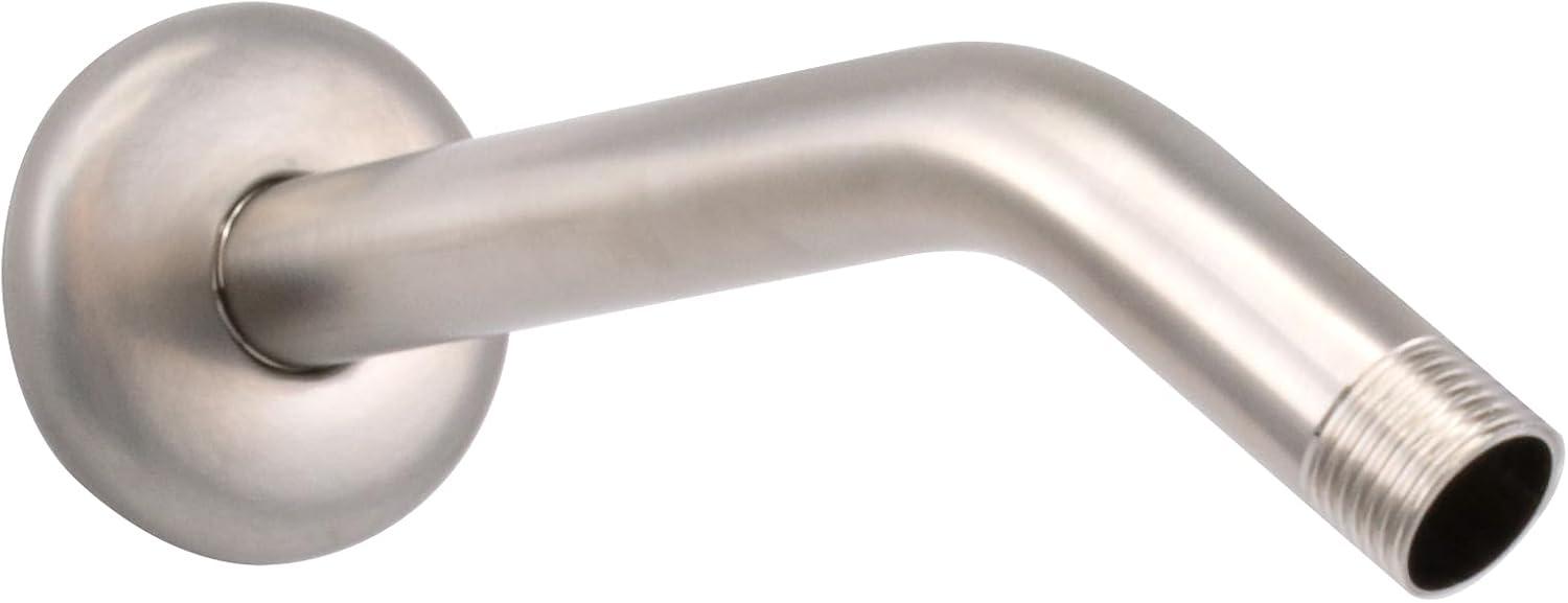 Westbrass CO561-07 5" Round Thin 5-Function Adjustable Spray Shower Head with 8" Wall Mount Arm, Satin Nickel