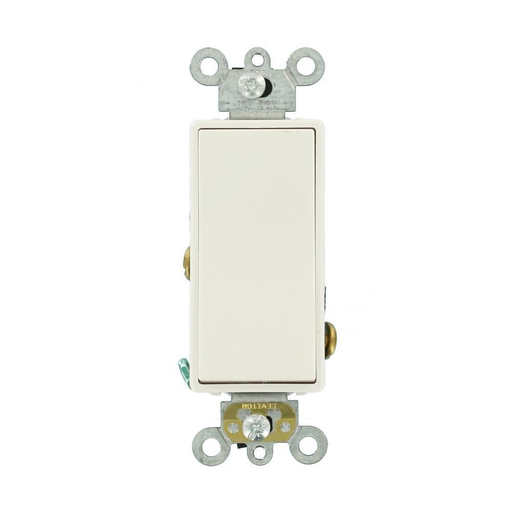 Leviton 56080-2W 3A, 24V AC/DC Low Voltage Momentary Contact Single Pole Single Throw Decora Plus Switch, Center Off, Commercial Spec Grade - WHITE