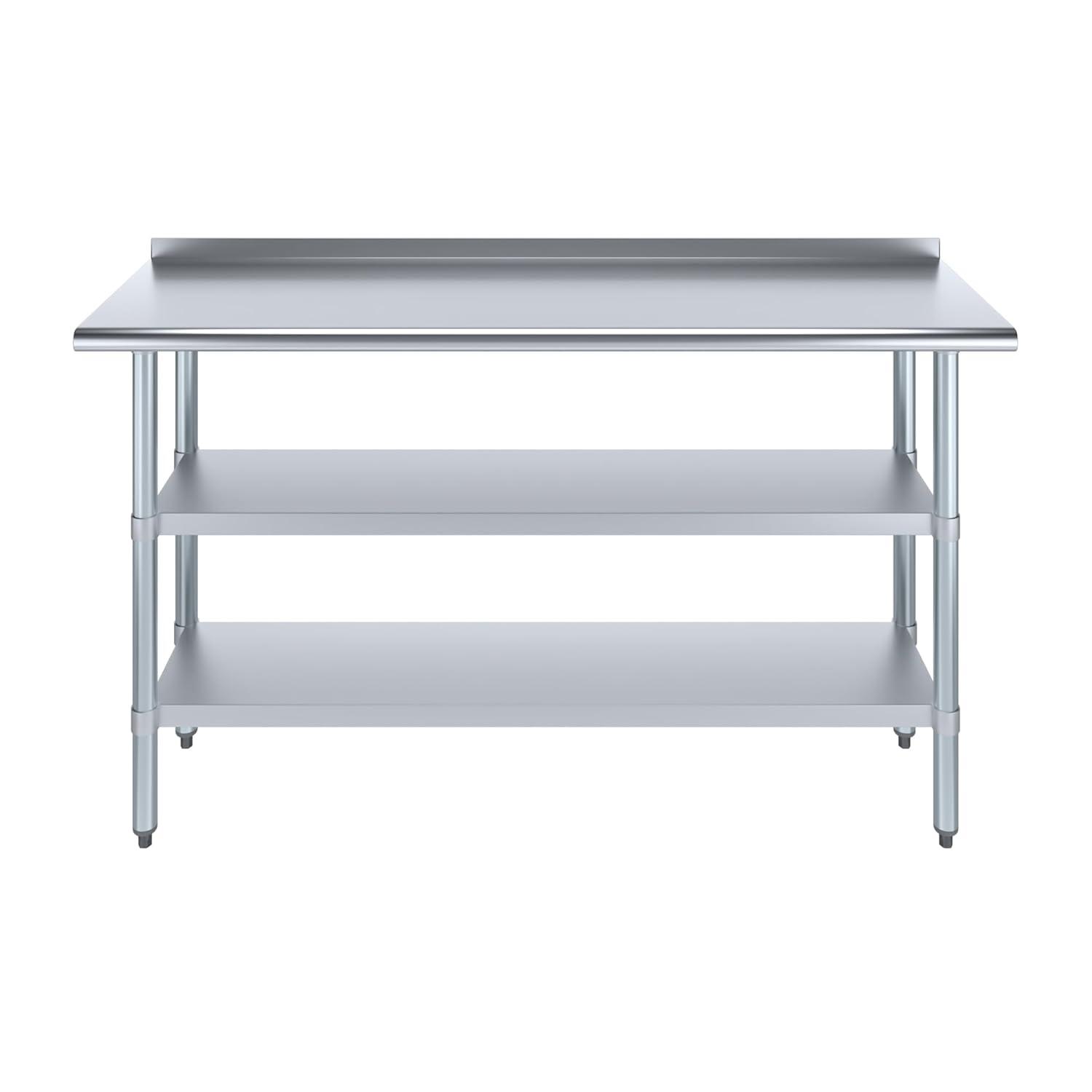 Amgood Stainless Steel Work Table with Undershelf. Metal Prep Table. NSF - Certified