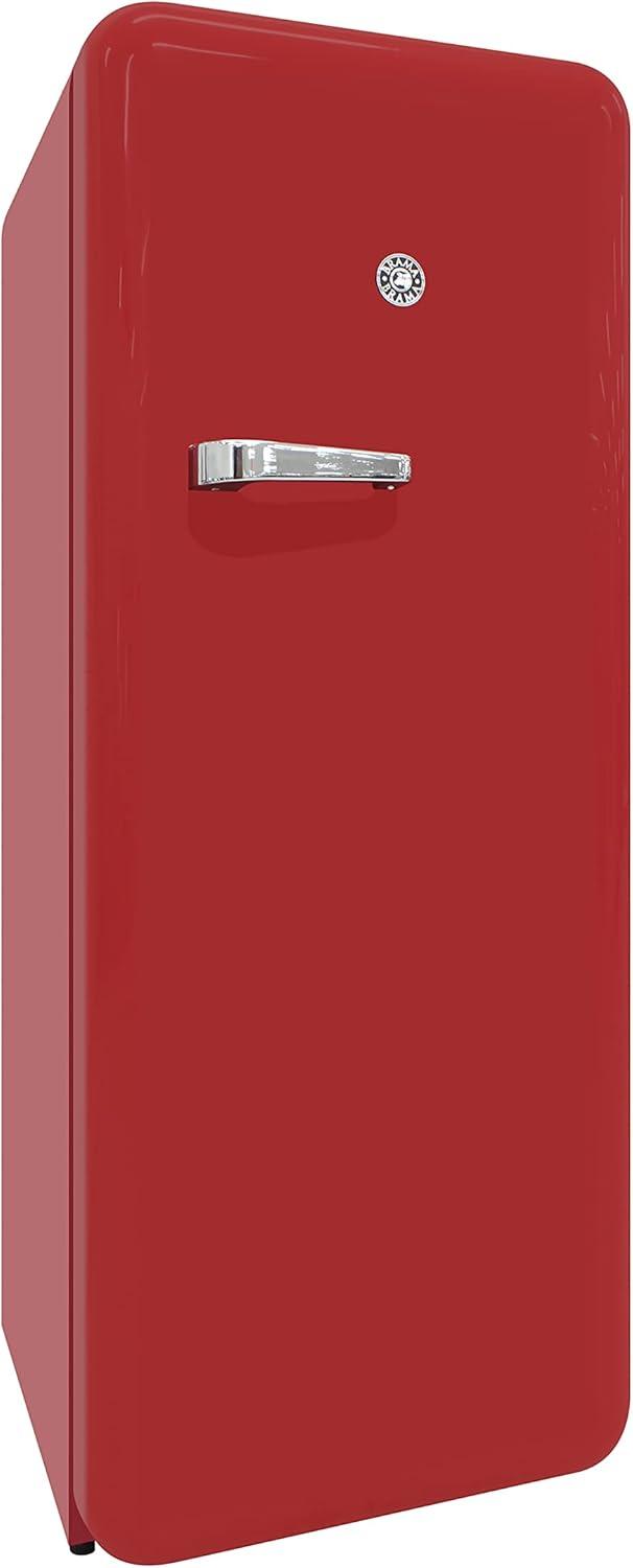 Brama 9.2 Cu.Ft. Retro Red Top-Freezer Refrigerator with Solid Steel Door