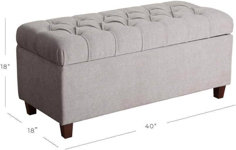 Ainsley Light Gray Tufted Storage Ottoman Bench with Hinged Lid