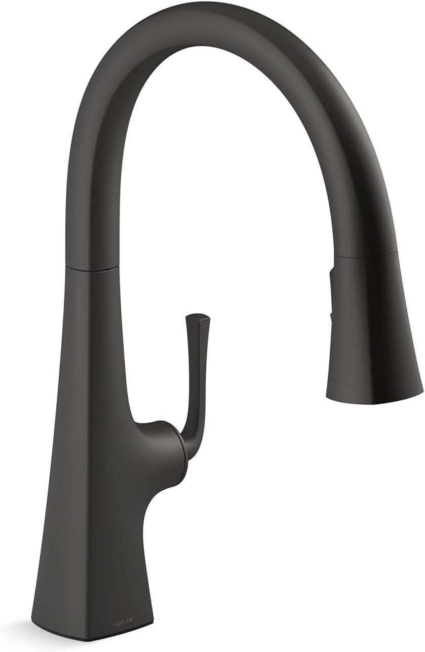 Matte Black Pull-Down Kitchen Faucet with Sprayhead