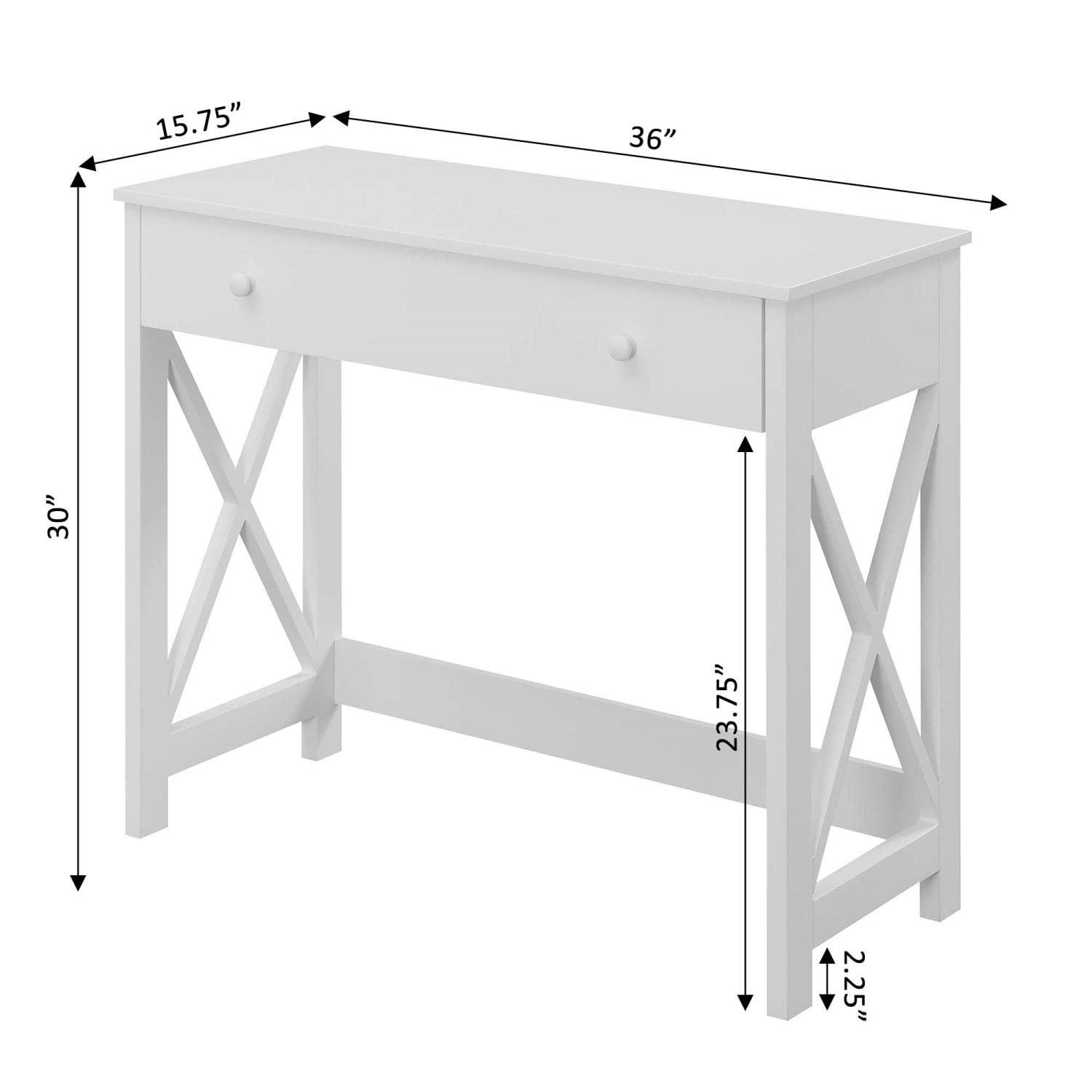 Convenience Concepts Oxford 30 inches Tall 1 Drawer 36-inch Desk, White, All Ages