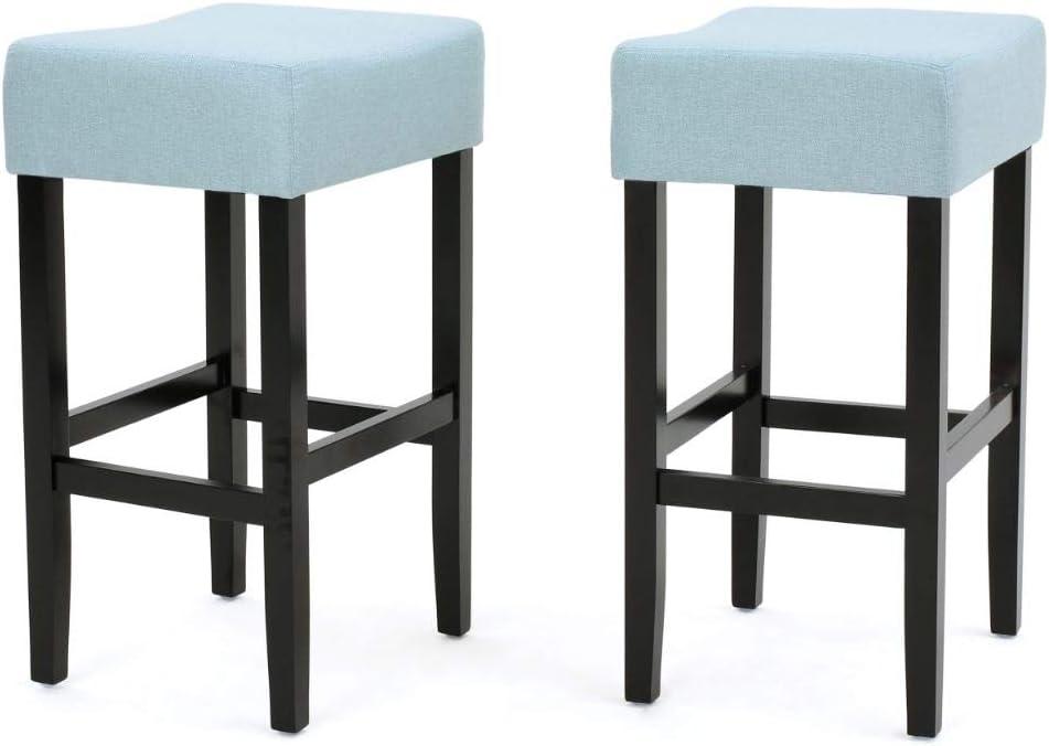 Set of 2 26" Lopez Backless Counter Height Barstools Polyester Upholstery, Rubberwood Legs - Christopher Knight Home
