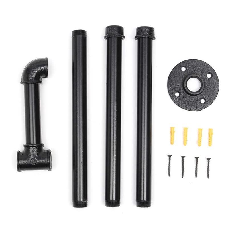 Industrial Pipe Clothes Rack Floating DIY Wall Mounted, Heavy Duty Rustic Vintage Clothing Rod, Metal Garment Bar Space-Saving Hanging for Bedroom, Bathroom and Laundry Room (Black)