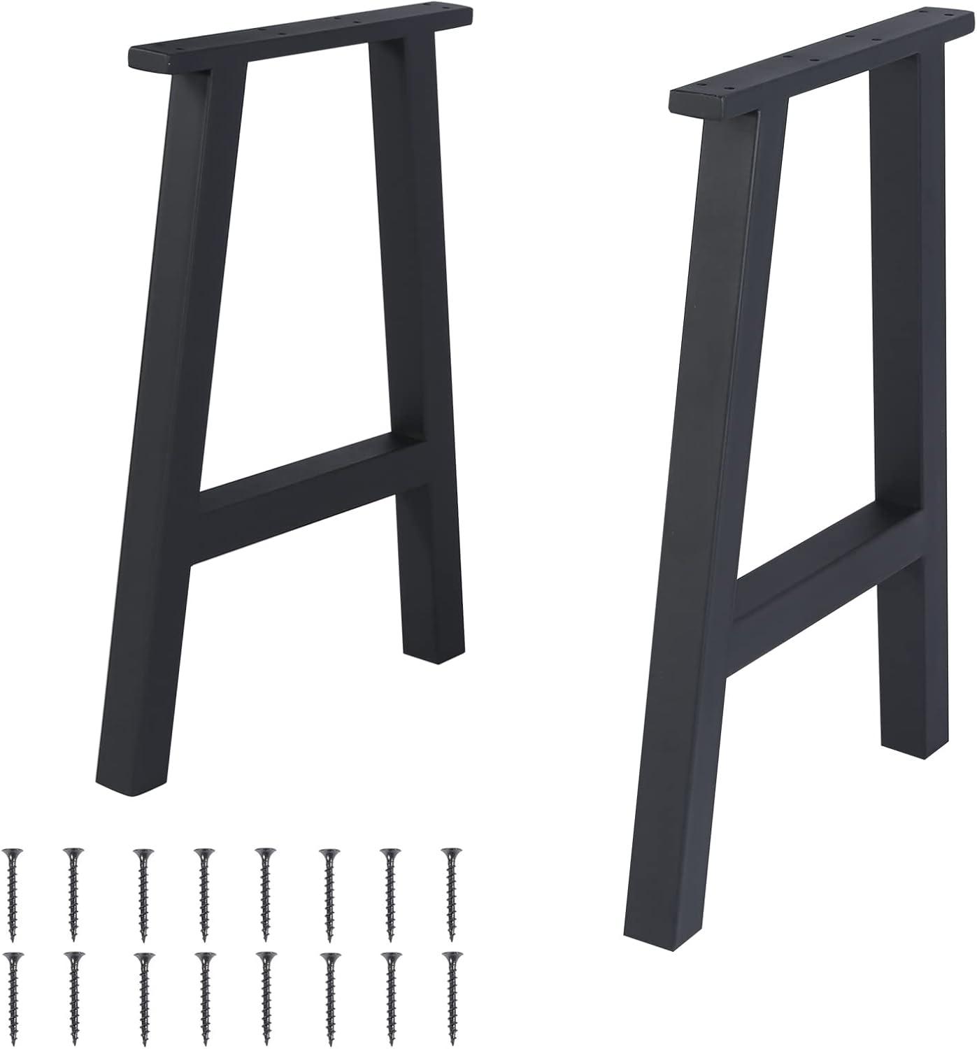 28" Black Iron Trapezoidal Table Bench Legs Set