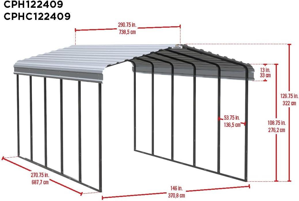 Arrow Arrow Carport, 12 ft. x 24 ft. x 9 ft.