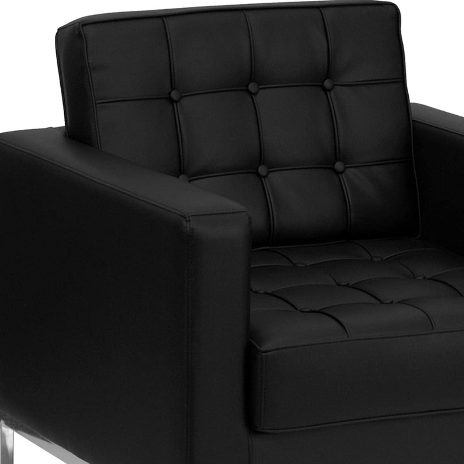 Flash Furniture HERCULES Lacey Series Contemporary Black LeatherSoft Chair with Stainless Steel Frame