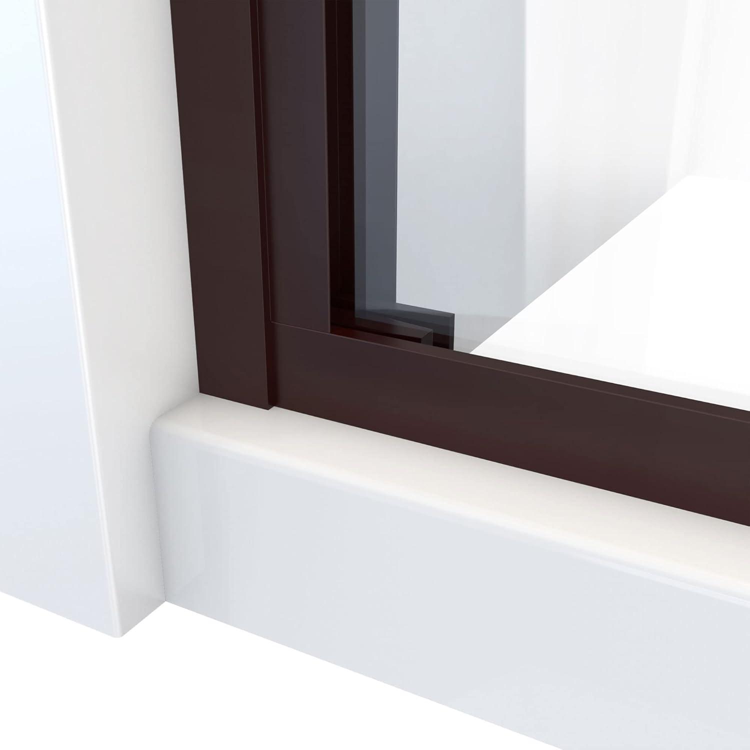 Oil Rubbed Bronze Semi-Frameless Sliding Shower Door, 48x72