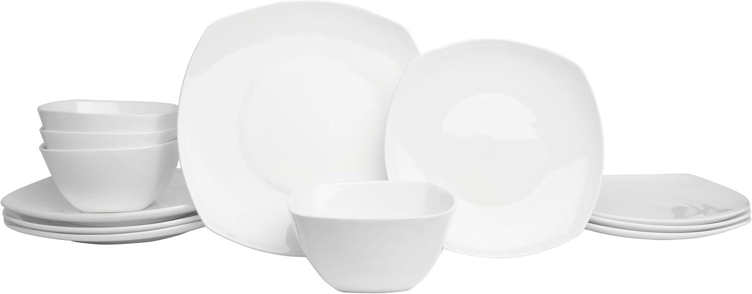 Fitz and Floyd Fitz and Floyd Nevaeh White 12-Piece Lightweight Bone China Dinnerware Set, Service for 4