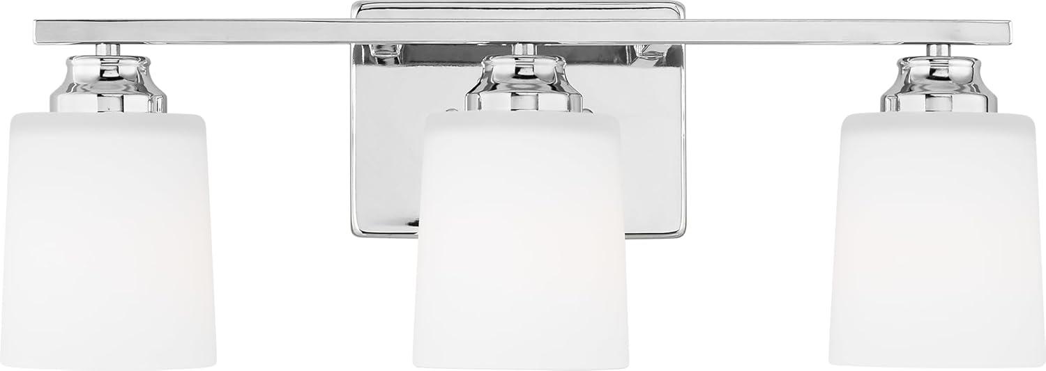 Vinton 21" Chrome Bathroom Vanity Light with Etched Glass Shades