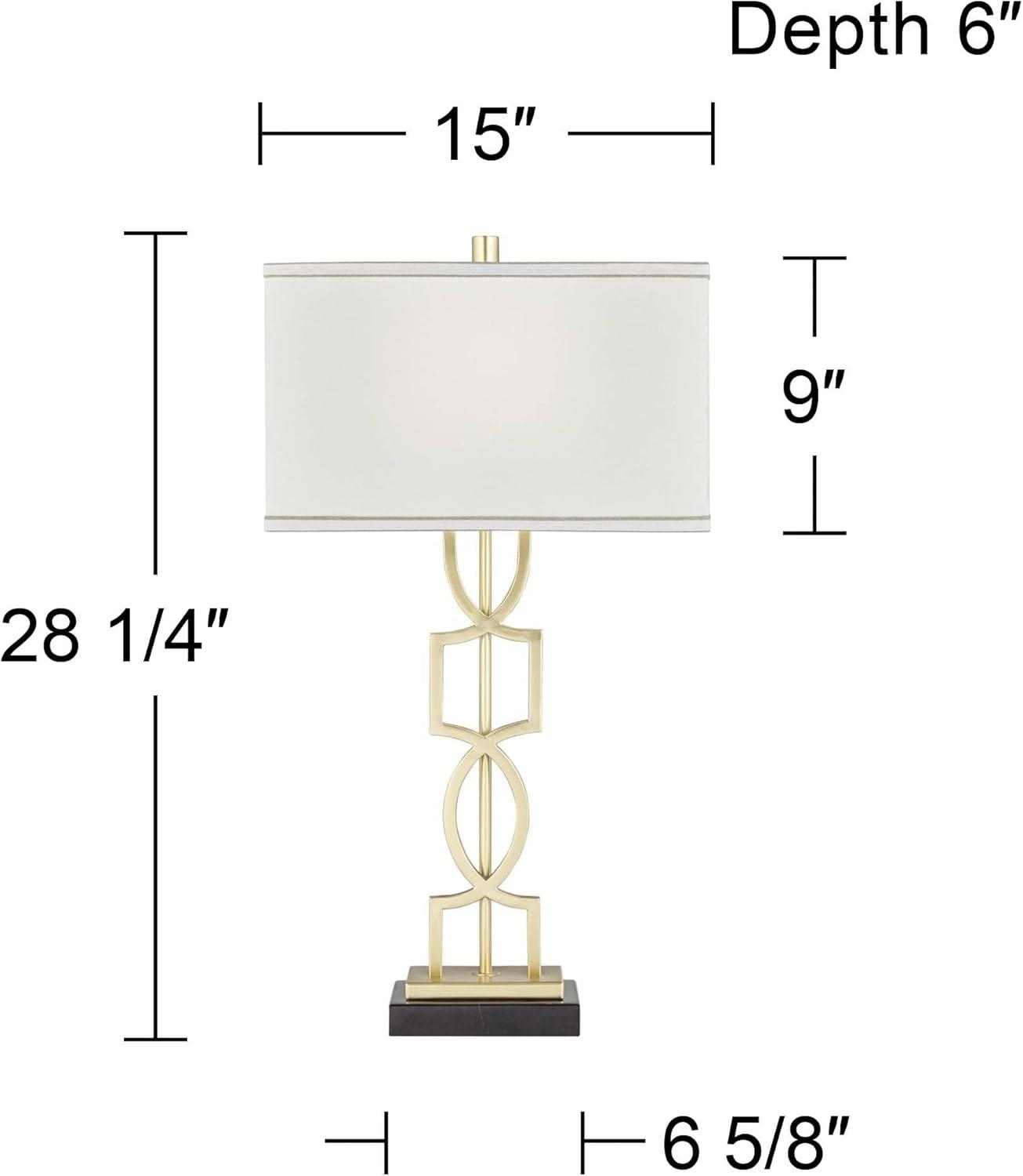 360 Lighting Modern Table Lamps 28 1/4" Tall Set of 2 Gold Metal White Rectangular Shade for Living Room Bedroom House Bedside