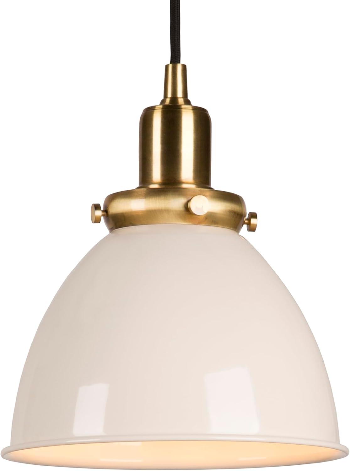 Elegant 8" Modern Brass & Pearled White Pendant Light