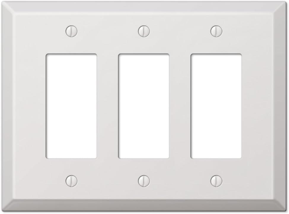 Amerelle 463RRRW Oversized Wallplate, 3 Rocker, Steel, White, 1-Pack