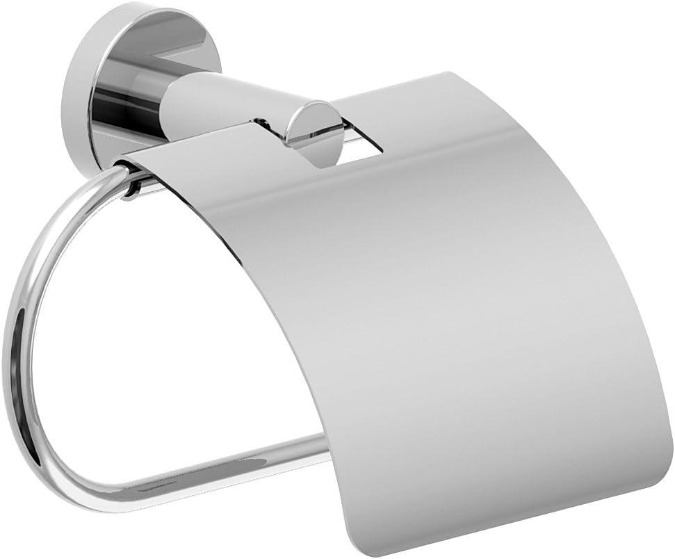 Polished Chrome Wall-Mounted Toilet Paper Holder with Cover