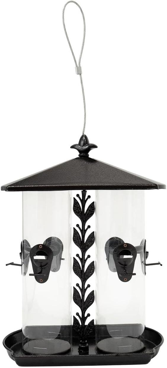 Large Black Metal Dual Tube Hanging Bird Feeder