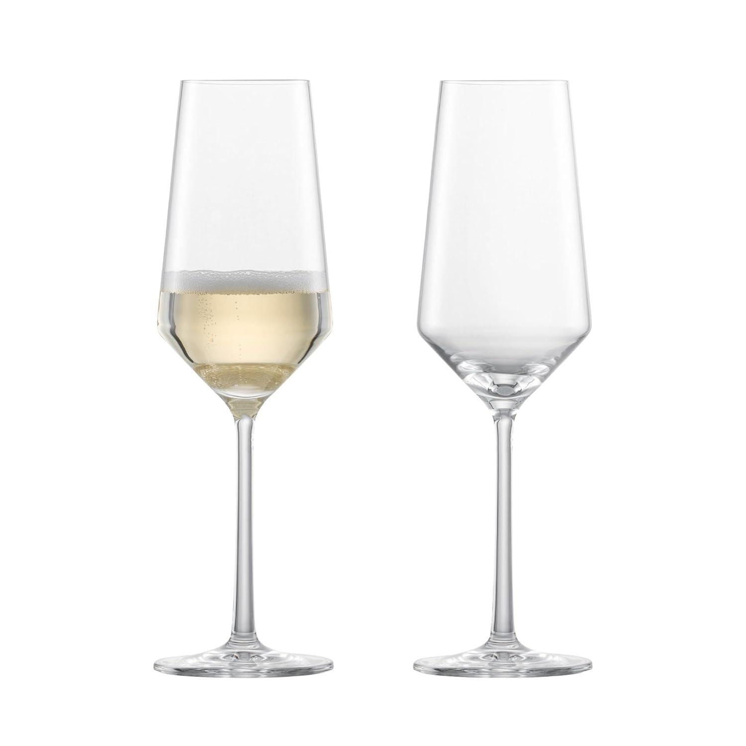 Schott Zwiesel Tritan Crystal Glass Stemware Pure Collection Champagne Flute with Effervescence Points, 7.1-Ounce, Set of 2