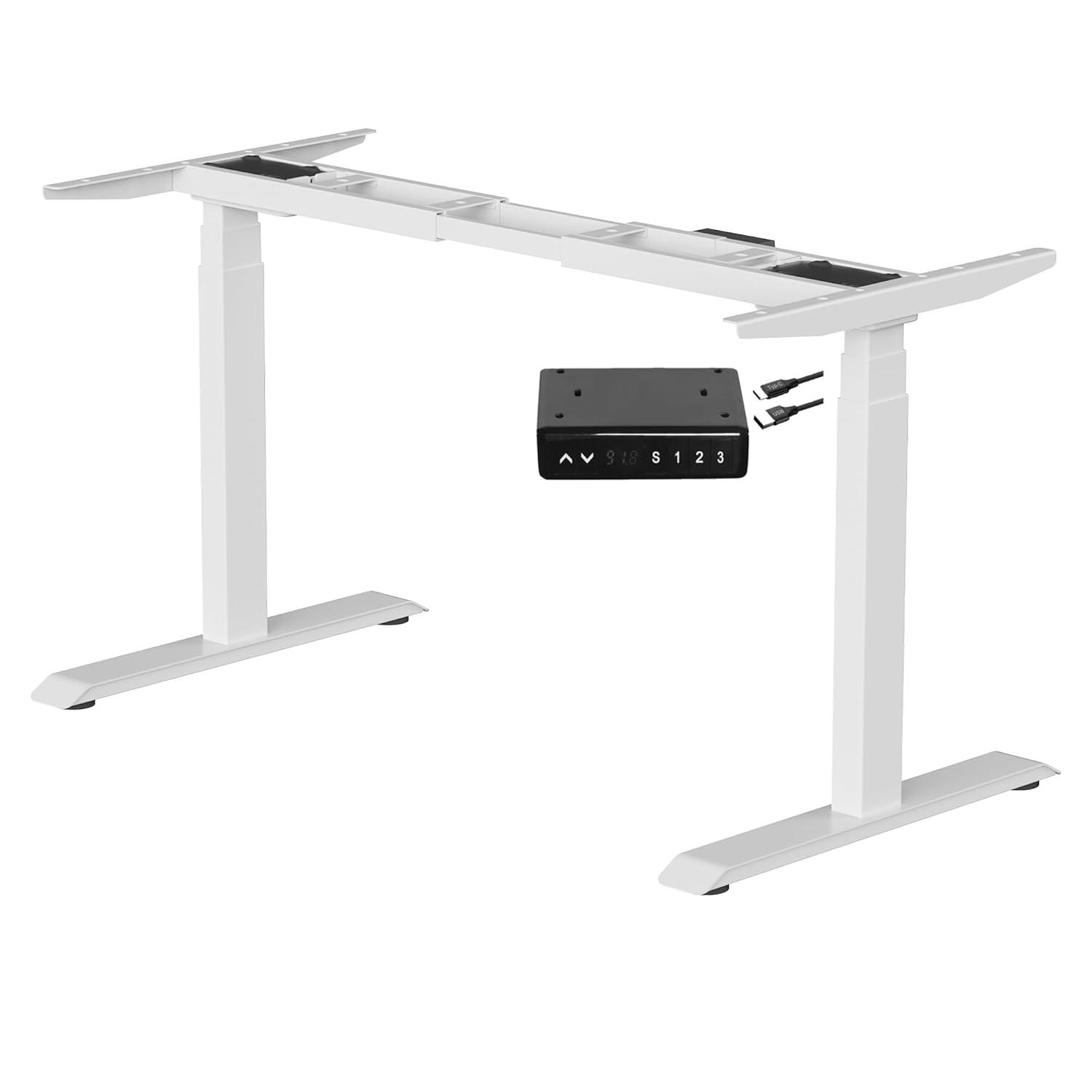 Fromann Dual Motor Electric Standing Desk Frame 3 Tier Legs Height Adjustable Handset with USB A+ C Ports Sit Stand up Desk Base for Home and Office (Black)