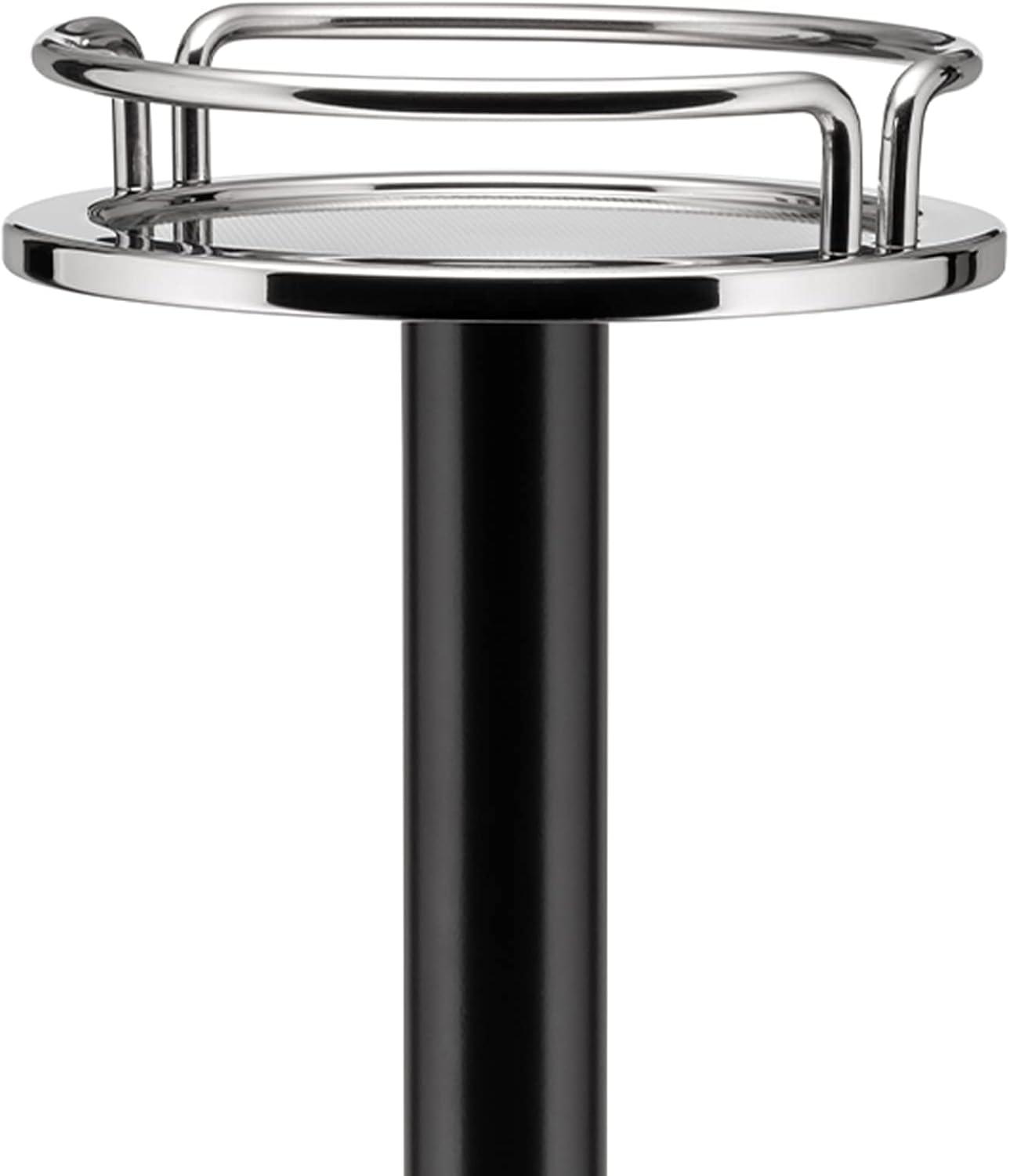 Modern Stainless Steel and Black Wine Cooler Stand