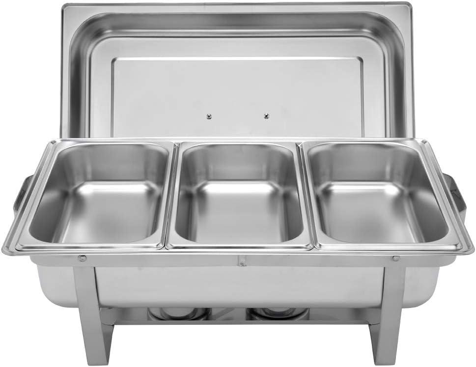 ROVSUN 8 Quart Stainless Steel Silver Chafing Dish Buffet Set 1/3 Food Pan