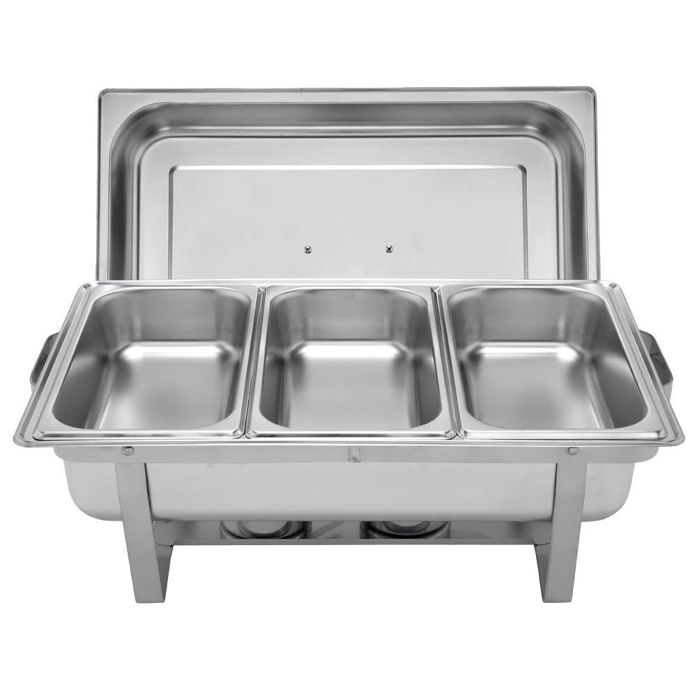 ROVSUN 8 Quart Stainless Steel Silver Chafing Dish Buffet Set 1/3 Food Pan
