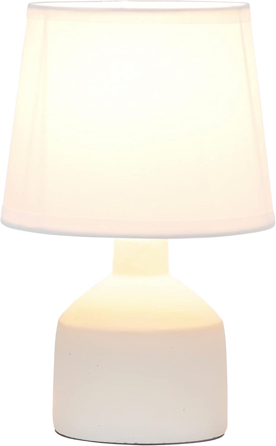 Off-White Ceramic Mini Table Lamp with Fabric Shade