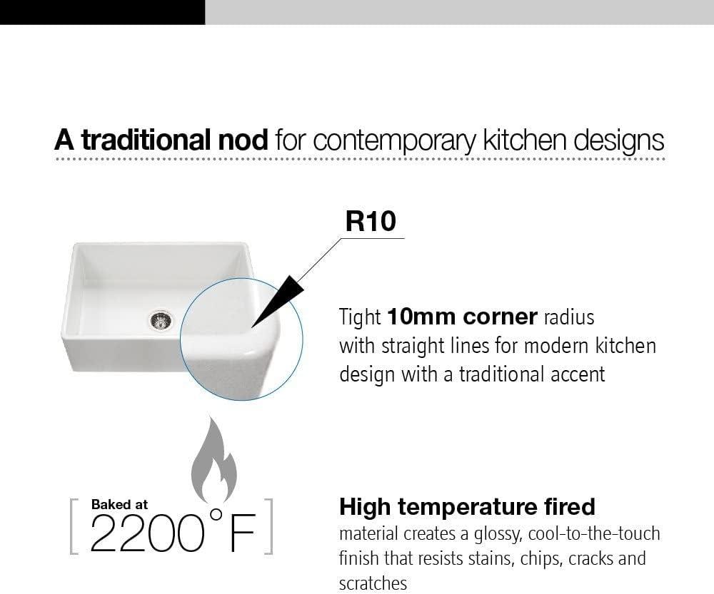 Biscuit Fireclay Single Bowl Farmhouse Kitchen Sink