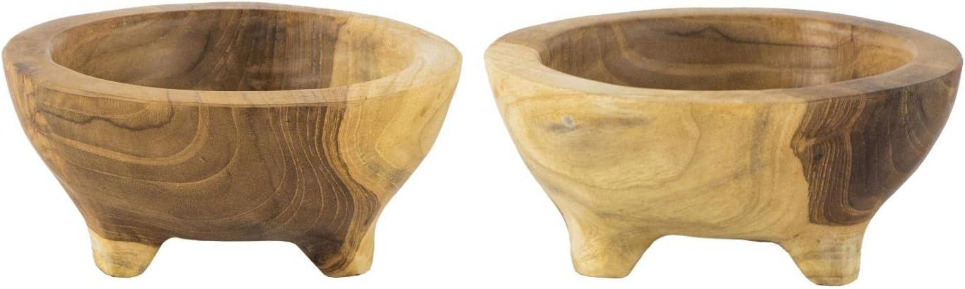 Bohemian Teak Wood Petite Bowls Set with Stand
