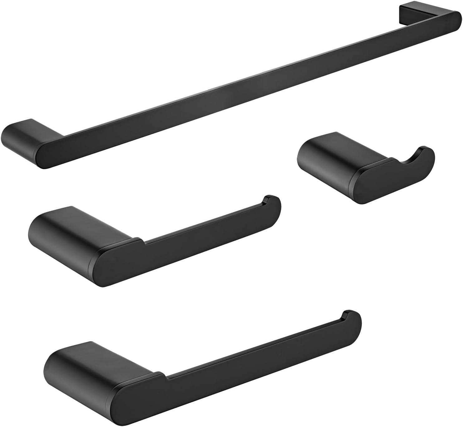 Matte Black 4-Piece Stainless Steel Bathroom Hardware Set