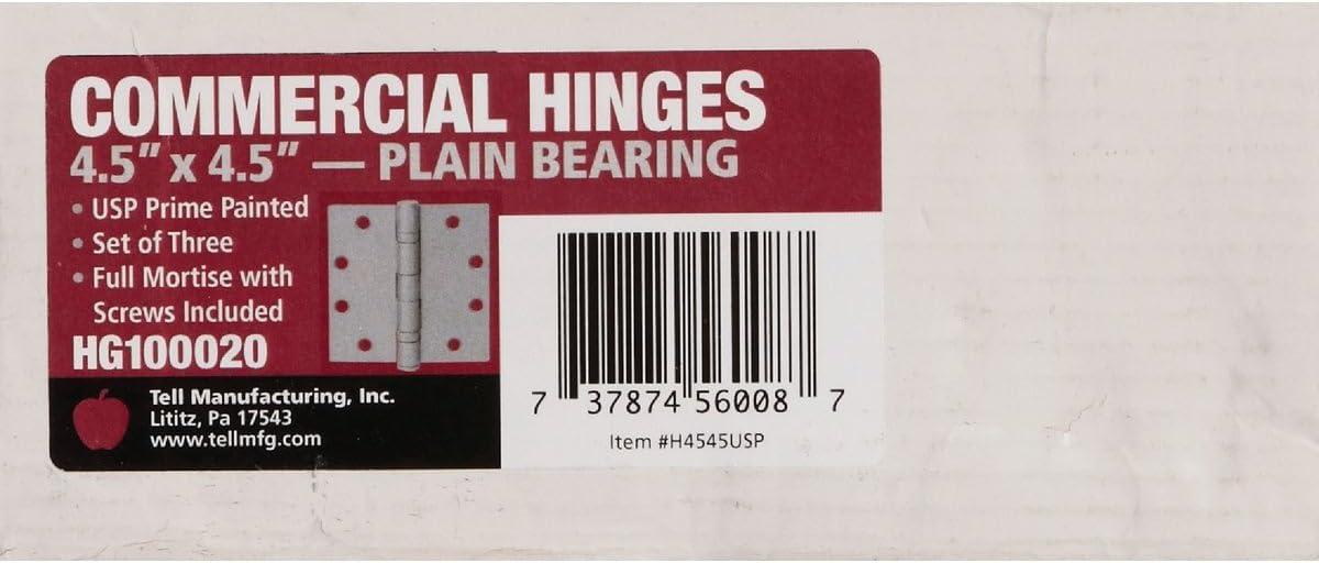 Prime Coated 4.5x4.5 Inch Steel Door Hinges Set of 3