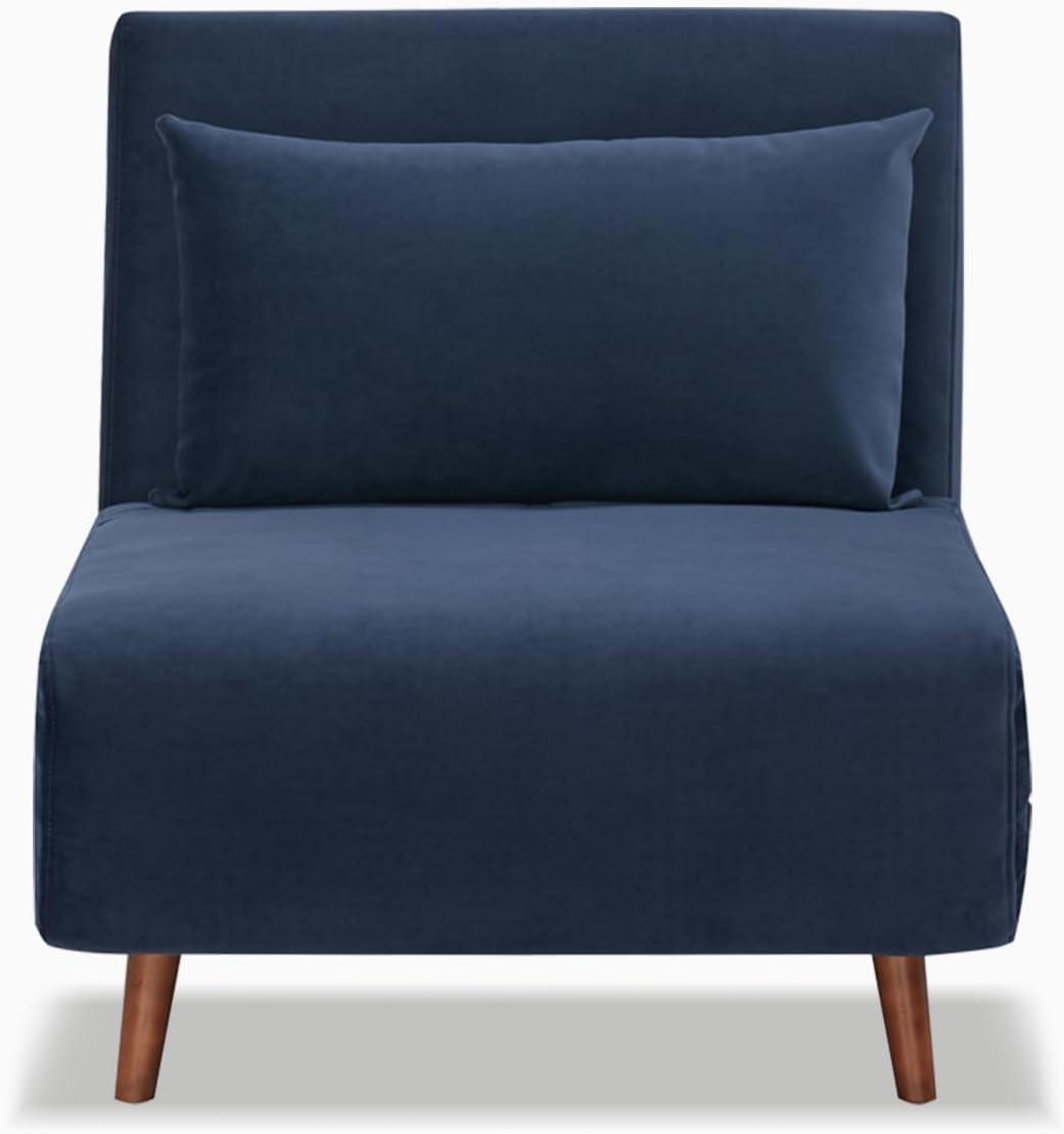 A&D Home Tustin Polyester Convertible Futon Chair, Velvet Blue