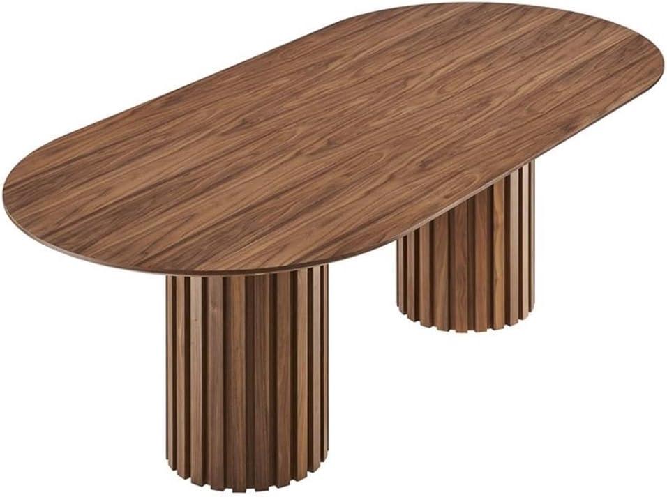 Oval Wooden Dining Table, Modern Walnut Wood Table, 95" Long