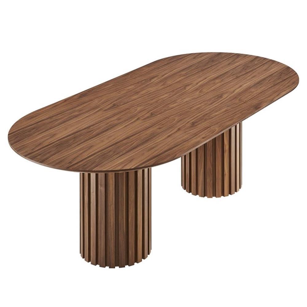 Oval Wooden Dining Table, Modern Walnut Wood Table, 95" Long