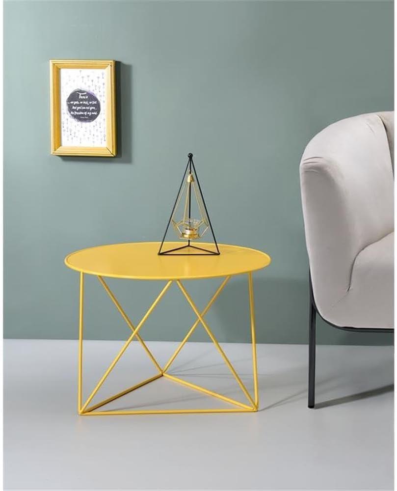 Epidia Accent Table Yellow - Acme Furniture: Modern Geometric Metal Base, 17" High
