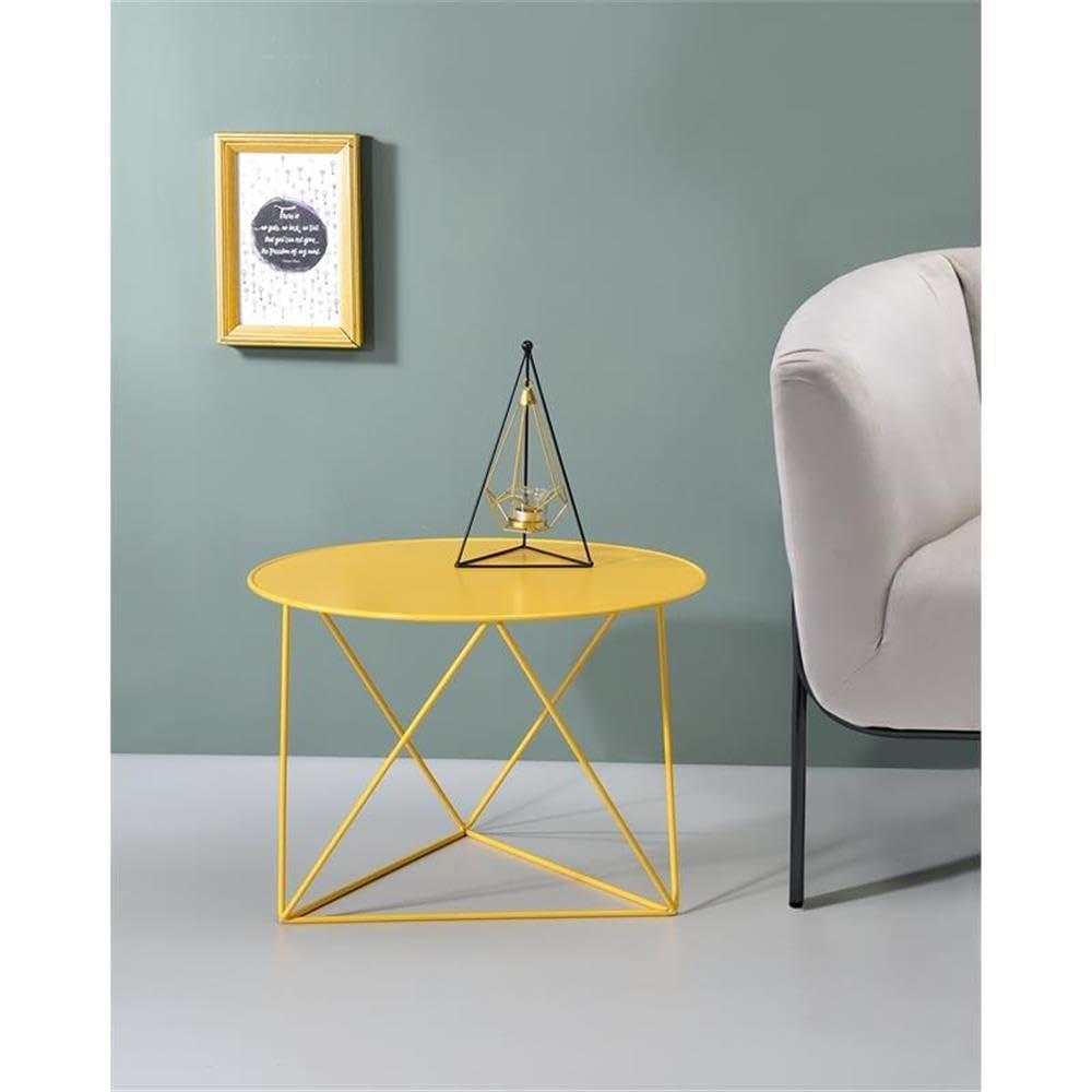 Epidia Accent Table Yellow - Acme Furniture: Modern Geometric Metal Base, 17" High