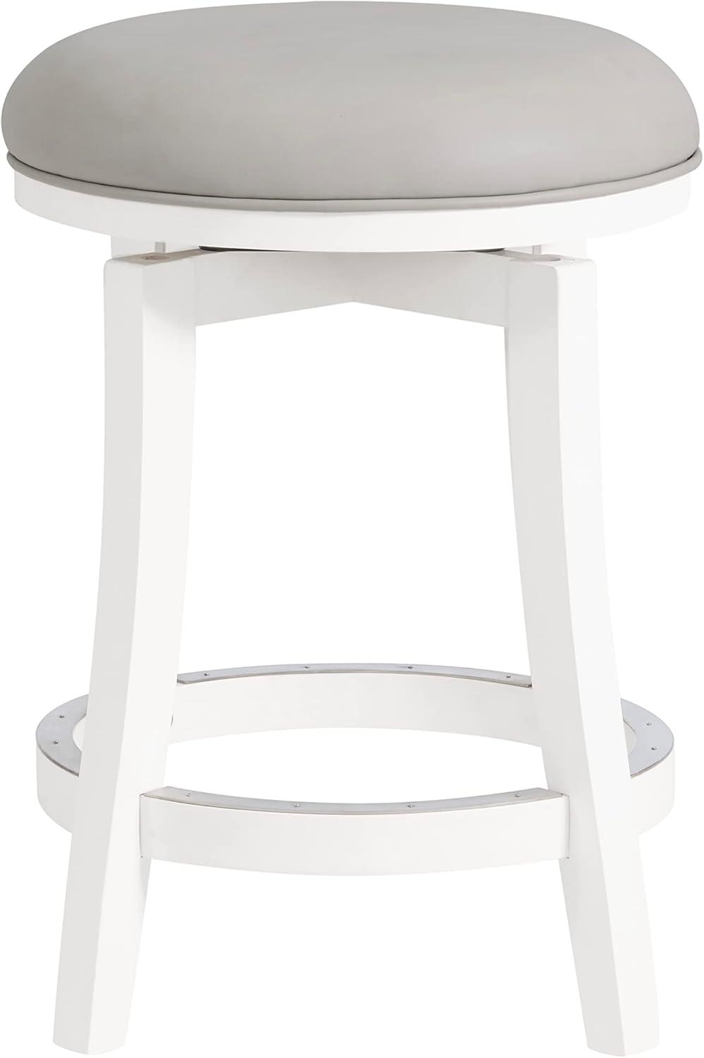 Alaterre Ellie Upholstered Swivel Bar Stool Chairs with Padded Seat and Back, Rubberwood Frame with Metal Kick Plate