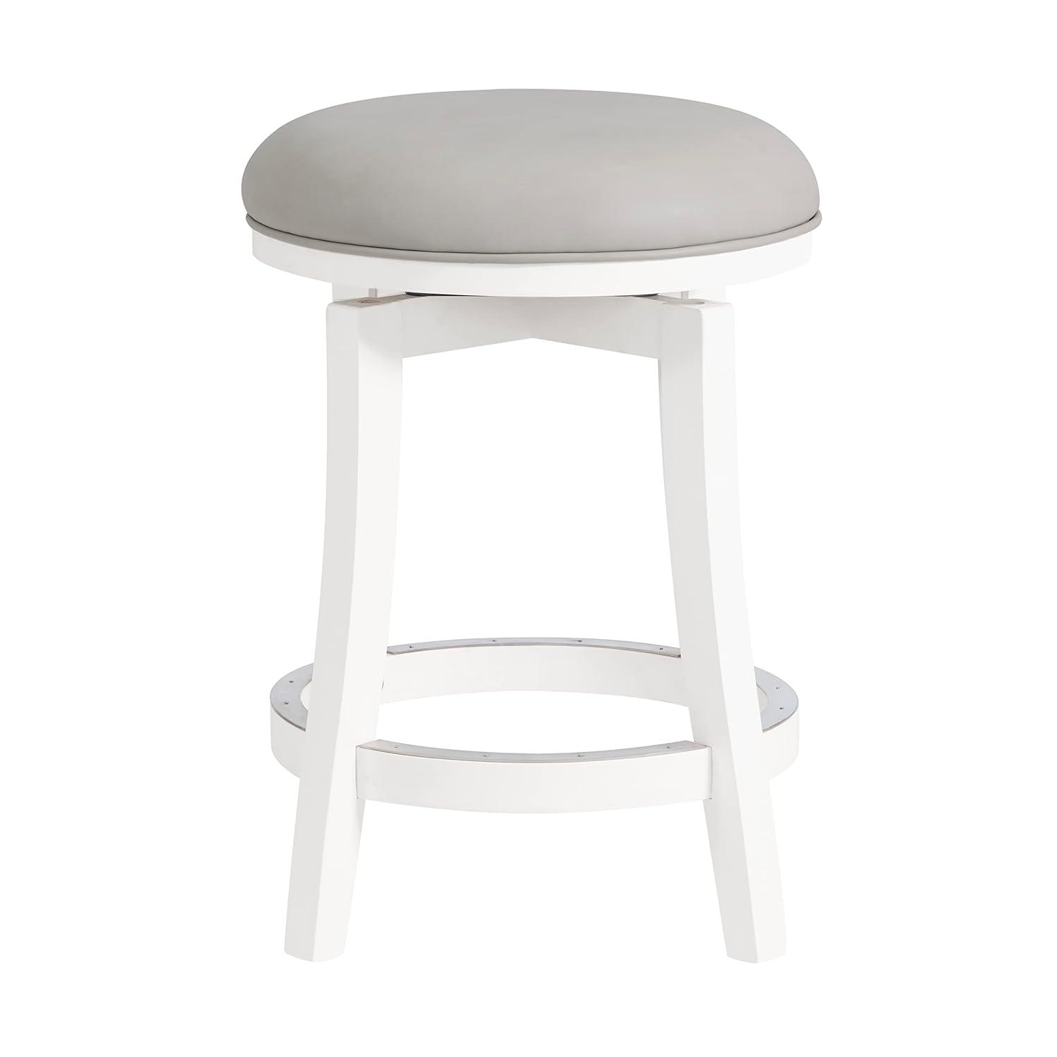 Alaterre Ellie Upholstered Swivel Bar Stool Chairs with Padded Seat and Back, Rubberwood Frame with Metal Kick Plate