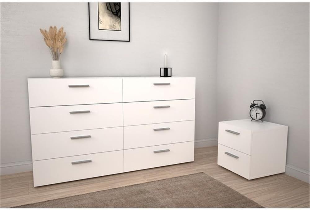 Home Square 3 Piece Bedroom Set with Dresser and 2 Nightstands in White