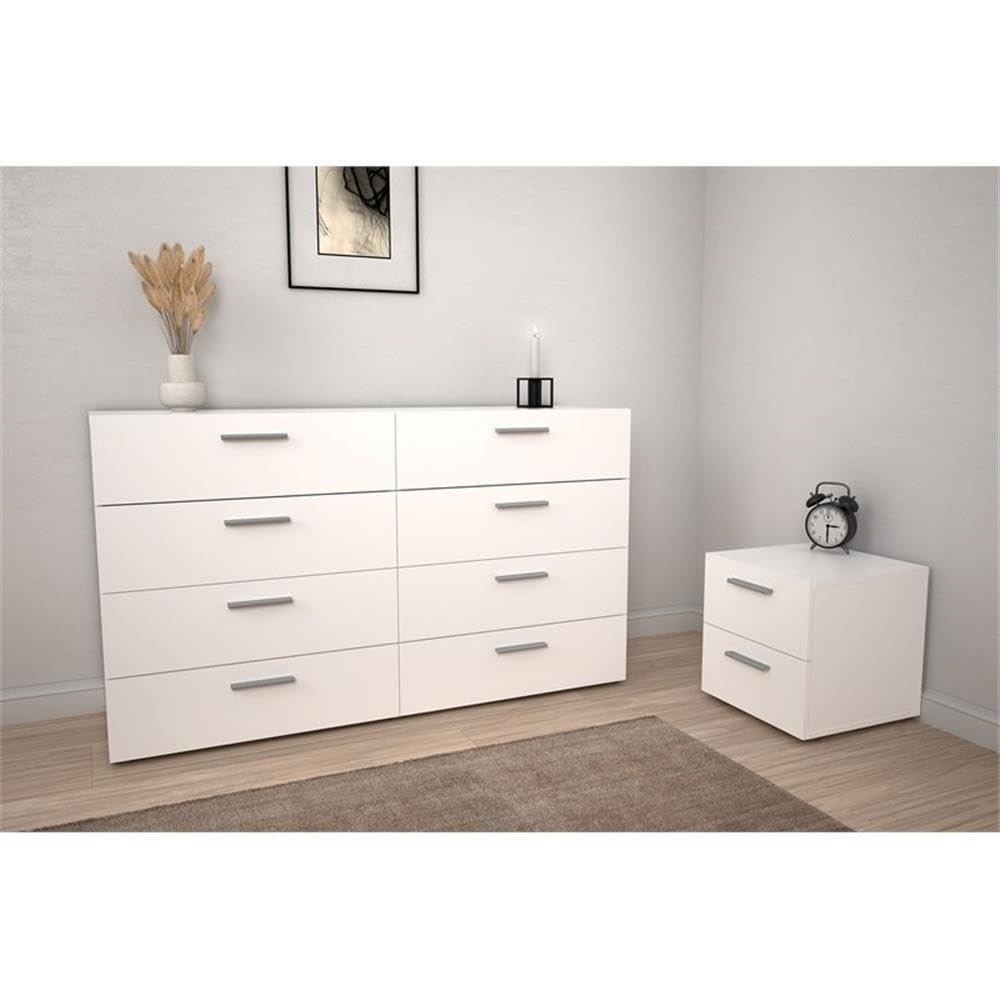 Home Square 3 Piece Bedroom Set with Dresser and 2 Nightstands in White